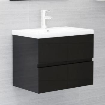 Mobile Sottolavabo in Truciolato Nero Lucido 60x38,5x45 cm
