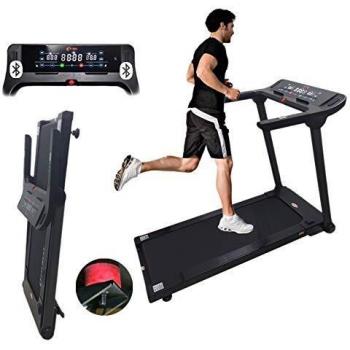 Tapis Roulant Salvaspazio 16 km/h con Motore Elettrico e Funzione Bluetooth, Sistema di Ammortizzazione BMI