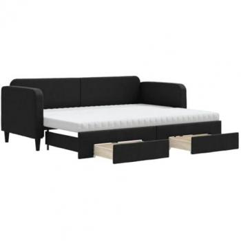 Meuble chambre multifonction : lit gigogne noir 80x200 cm, avec placard intégré