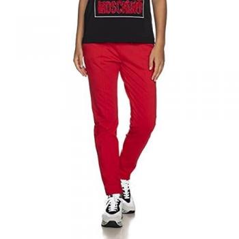 Joggers Moschino Slim Fit in Stretch Cotton Fleece, Cintura con cordoncino, Polsini a taglio stretto, Rosso, 46 per donna
