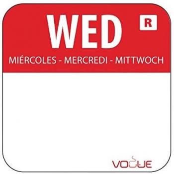 Vogue Colour Coded Red Labels for Wednesday