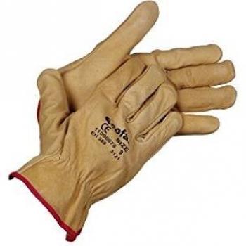 Guantes de piel vacuno amarillos extra repelentes al agua T-8 caja 12 unidades