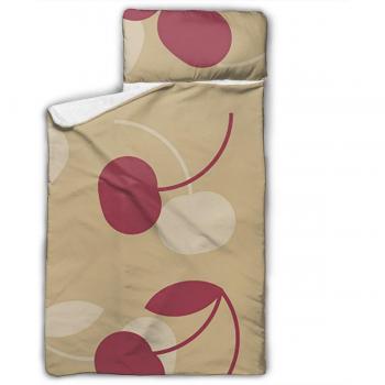 Toddler Nap Mat with Blanket and Pillow, Purple Cherry, 50 x 20 inches