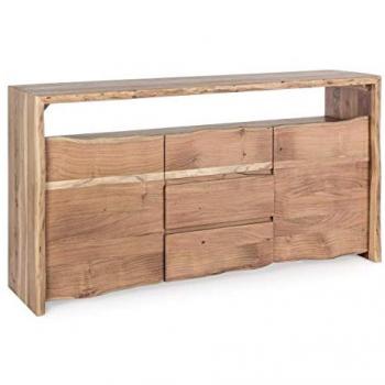 Credenza Eneas in legno di acacia, 160 cm, con 3 ante e 3 cassetti