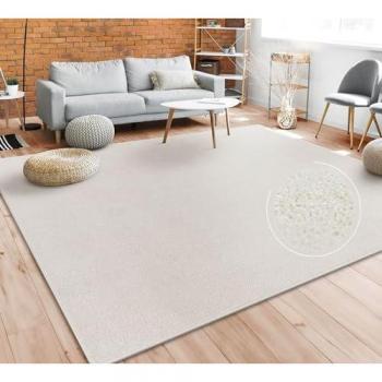 Alfombra Rectangular Pelo Corto Color Crema 120x170 cm
