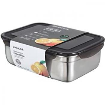 LOCK & LOCK Vorratsdose Edelstahl 3,6 l mit schwarzem Deckel