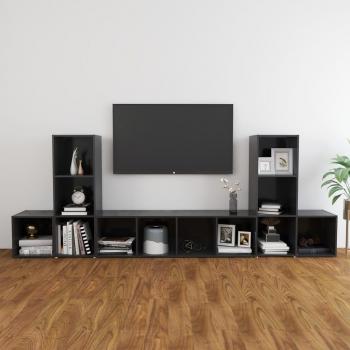 Mobile TV 5 pezzi in legno multistrato, colore grigio