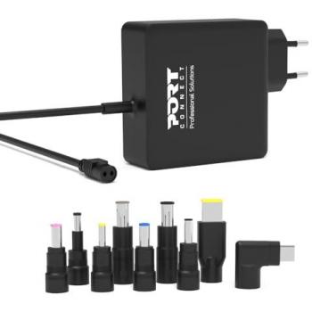Alimentation Universelle 90W Port Designs Connect Noir avec 8 Embouts et USB-C