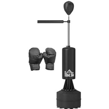 FitBox Homcom: Saco de Boxeo con Base Rellenable y Barra Giratoria