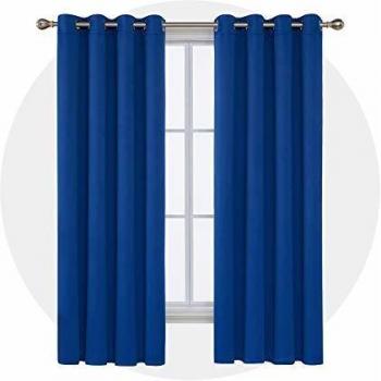 Deconovo Ösen-Vorhänge 183x132cm Königsblau 2er Set