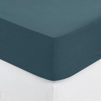 Drap Housse en Coton Bleu Orage 90 x 190 cm