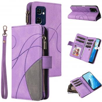 Foxdock étui portefeuille pour Oppo Find X5 Lite, cuir PU, fermeture éclair, fentes pour cartes, violet