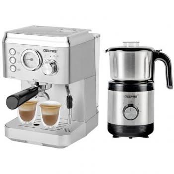 Geepas Espresso & Cappuccino Maker with Coffee Grinder Combo