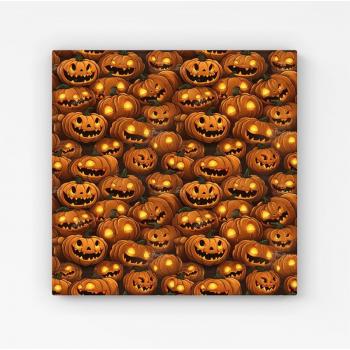 Pumpkin Lanterns with Glowing Eyes on Canvas – Medium 16x16