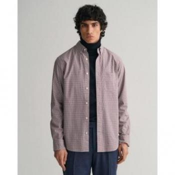 Camicia Gant A Maniche Lunghe Reg Micro Check Rosso L