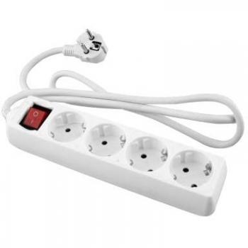 Base de 4 Tomas TTL Blanca con Interruptor y Cable de 3 Metros
