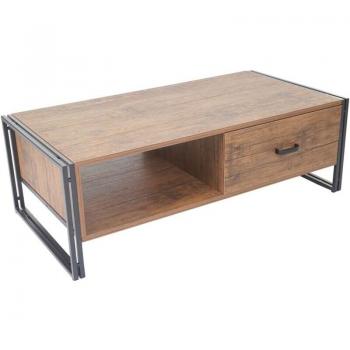 Table Basse en Métal et MDF 41x120x60cm Design Industriel