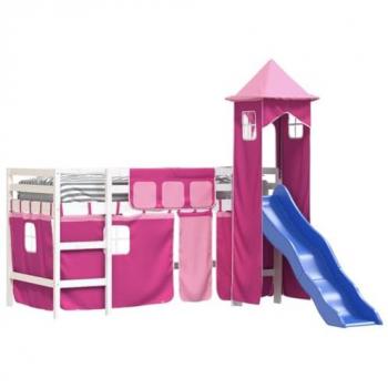 VidaXL Kids' Loft Bed with Tower Pink 80x200 cm Solid Wood Pine