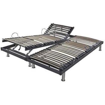 Relaxation Sommier Manuel SB28 (EBAC) – Lattes Bois & Réglage Fermeté Lombaire – 140×190