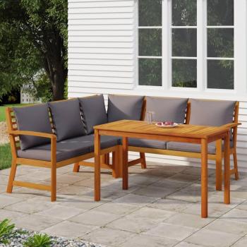 Mobilier de jardin bois acacia : ensemble repas 4 pièces