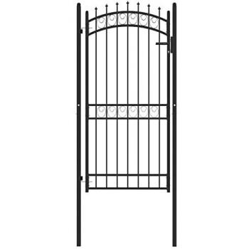 Cancello per Recinzione con Punte in Acciaio 100x200 cm Nero