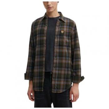 Superdry Herren Slim Fit Langarmhemd Lumberjack in Oliv, Größe M