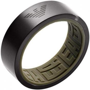 Emporio Armani Ring für Herren – Edelstahl Silber/Grün, 20,1 mm, Größe 63 (ESG‑2679001512)