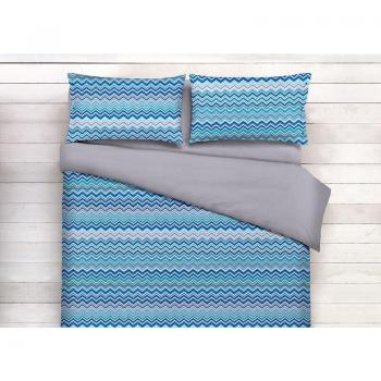 Copripiumino lilla con stampe a zig‑zag su sacco piumone