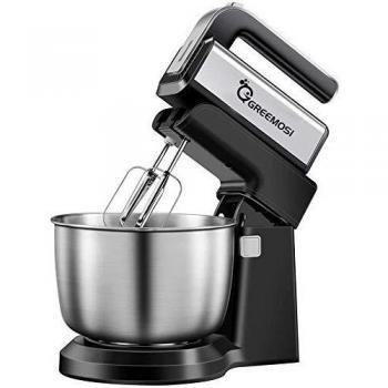 in-1 Stand Mixer and Hand Mixer with 5 Speeds and Stainless Steel Bowl