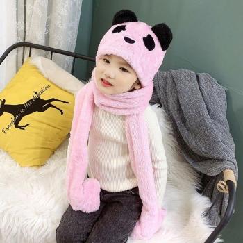 Children's Thick Panda Winter Set: Scarf, Hat, Gloves with Ear Protection