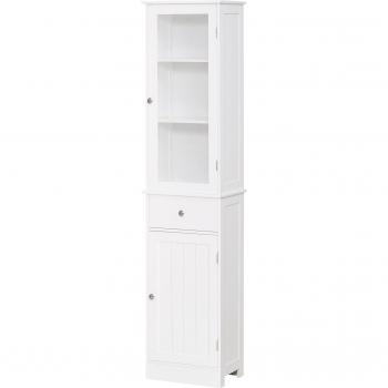 Kleankin Armario Moderno con 2 Puertas y 1 Cajón para Baño – Blanco