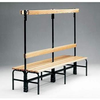 Sypro Umkleidebank, Stahlrohr/Holz, doppelt, mit Garderobenteil, 2000 mm breit, anthrazit