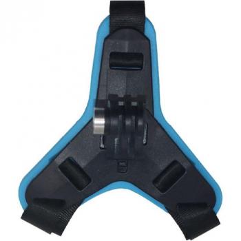 Attache casque menton en plastique noir pour caméras sportives extérieures