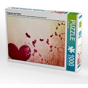 CALVENDO Puzzle Fliegende rote Herzen 1000 Teile Digital-Art