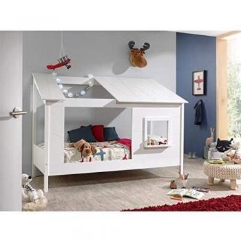 Cama infantil cabina 90x200 cm pino blanco con ventana