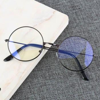 Gafas Redondas de Metal Vintage con Lentes Claros, Estilo Geek