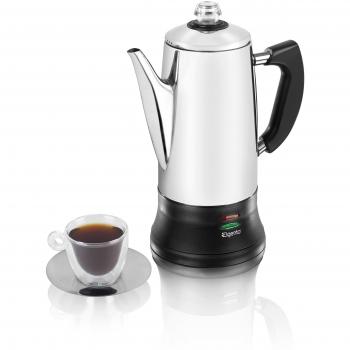 Elgento 12-Cup Stainless Percolator, 1100W, 1.8L, Safe Cutout and Overheat Guard (Silver)