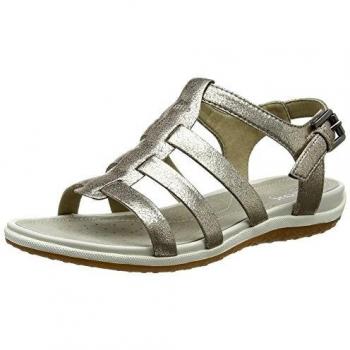 Geox Women's D Vega A Open Toe Sandals, Gold (Lead C9003), 3 UK
