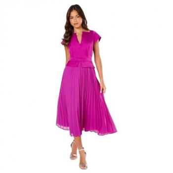 Coast Women's Berry Cap Sleeve Pleated Midi Dress