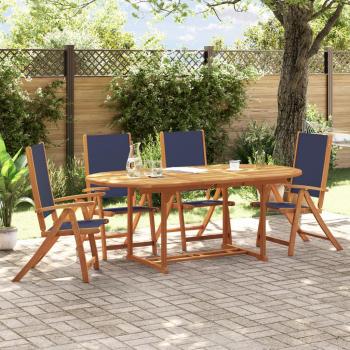 5-Piece Garden Dining Set with Acacia Wood and Textilene