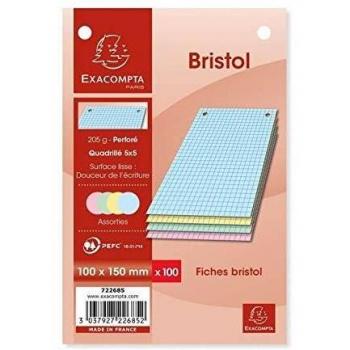Fiches Bristol assorties (4 couleurs)