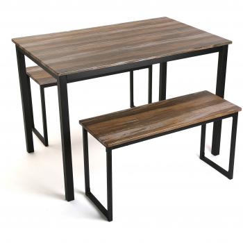 Set de Mesa y Bancos Versa Taline, Madera y Metal, Color Negro