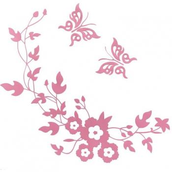 Butterfly Flower Vine PVC Wall Stickers