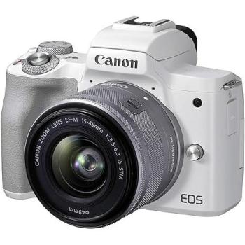 White Canon EOS M50 Mark II Kit – EF‑M 15‑45mm STM Lens
