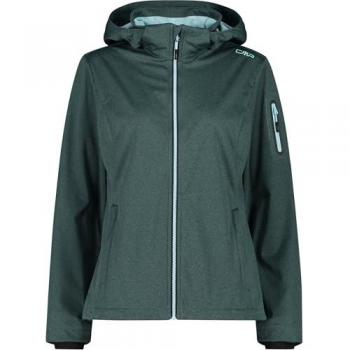 CMP Damen Softshelljacke mit Kapuze, dunkles Agaven-Grün