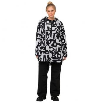 Oversized Long-Fleecehoodie für Damen, Ulla Popken, langarm, Größe 50/52, weiß