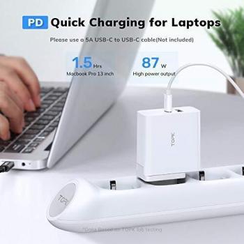 ProFlex 87W USB‑C Power Adapter – Dual USB‑A/USB‑C Ports, Compatible with MacBook, Chromebook