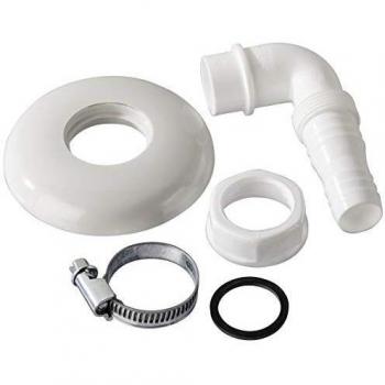 Xavax Raccord de siphon (avec écrou raccord, pour siphons muraux avec ouverture de nettoyage) Blanc/Noir/Argent