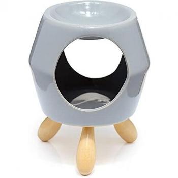 Grey Abstract Ceramic Oil Burner with Feet