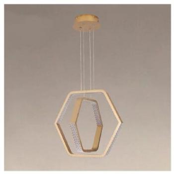 Oro Esagonale LED 48W – Lampadario Moderno con Effetto Cristallo